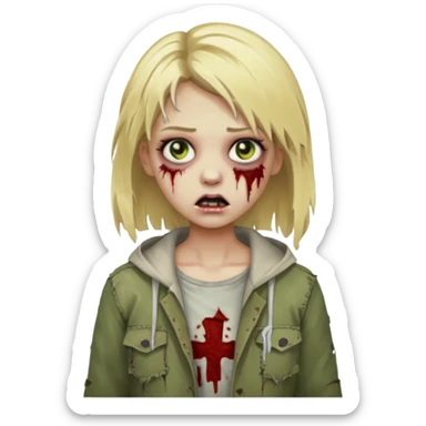 girl zombie with blonde hair sticker