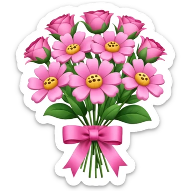 pink flower bouquet for birthday gift sticker