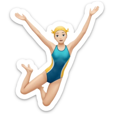 A swimmer is about to dive into the pool. She is in the pose of diving in the air with the hands above the head sticker