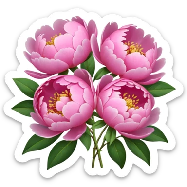 pink peonies bouquet sticker