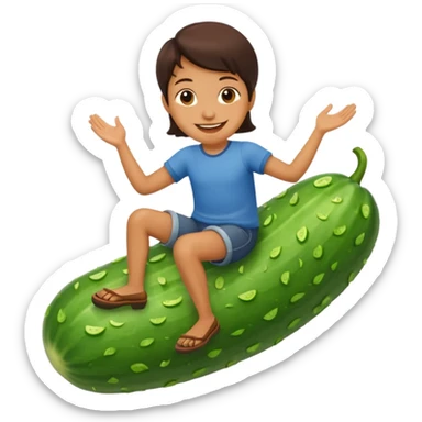riding a cucumber sticker
