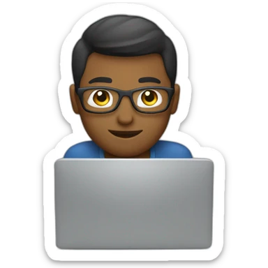 coder working at desktop workspace sticker