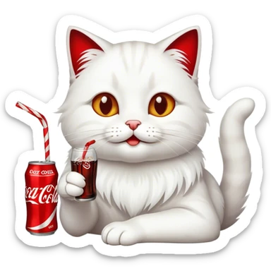 cat drinking coca cola sticker