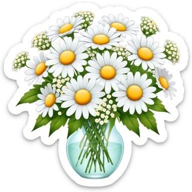 daisy and babies breath bouquet  sticker