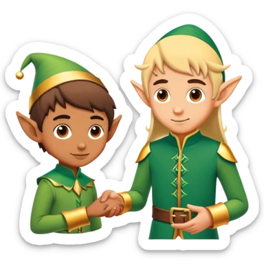 a person meeting an elf sticker