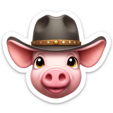 Piglet wearing cowboy hat sticker