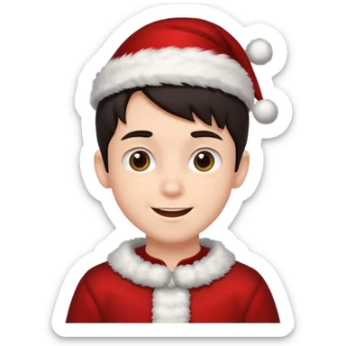 menino trajes natalinos e um olhar feliz e cabelo escuro sticker