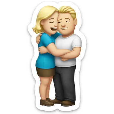 White chubby couple hugging  sticker