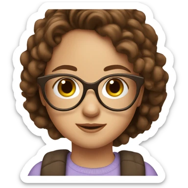 A sweet and cute girl with brown hair and glasses wearing hoop earrings sticker