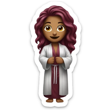 Beautiful tattooed  burgundy long haired woman in bathrobe sticker
