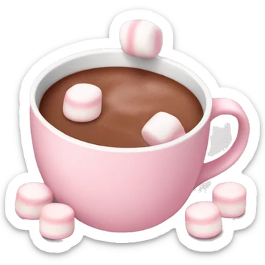 Light Pink mug of hot chocolate with marshmallows  sticker