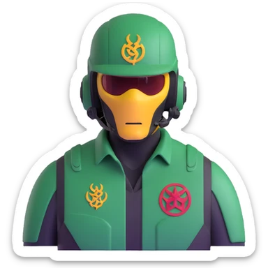 agent with hydra marvel symbol on helmet sticker