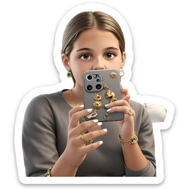 girl taking selfie with jewelry sticker