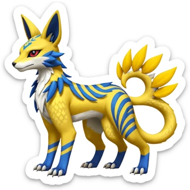 Tribal Tropical Renamon-Zeraora-Bastet-Latias-Vernid-Sergal-fusion-hybrid-creature sticker