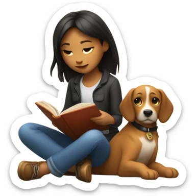 Am I bothering you? Girl, book, and dog sticker