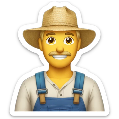 blonde male farmer with straw in mouth sticker