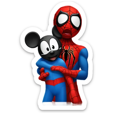  Spider-man hugging with mickey mouse sticker