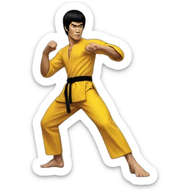 bruce lee half side-kick sticker