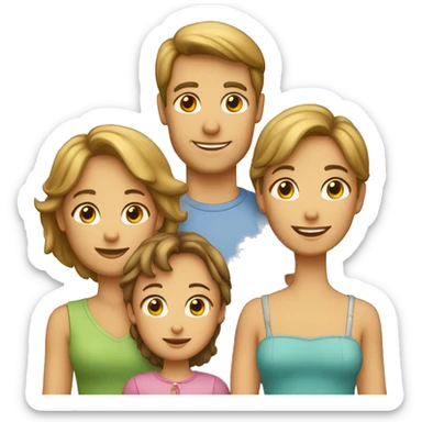 Famille 4 personne  2 filles 1 père 1 mère sticker