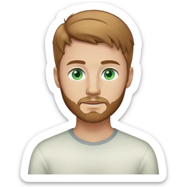 White male plus full body, age 25, light brown hair, short beard, green/blue eyes  sticker