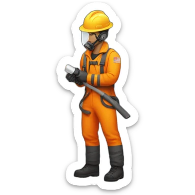 Badass climate protester spraying orange paint with an extinguisher sticker