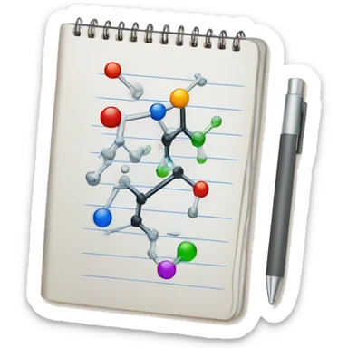 notebook with chemistry note sticker