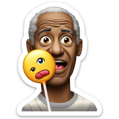 Cosby eating a lollipop that has smoke coming out of it sticker