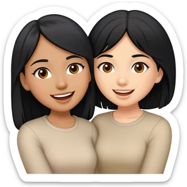 Sisters with black hair having fun with eachother sticker