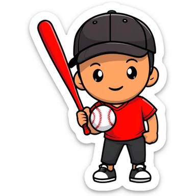 boy avatar with baseball cap and red t-shirt sticker