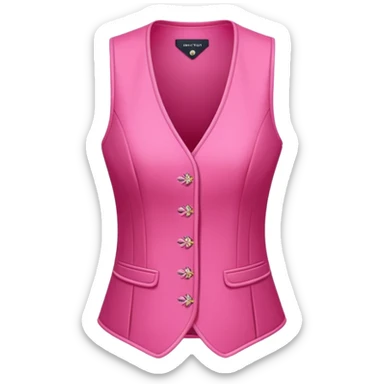 a stylish women’s vest, sleeveless, elegant and decorative design, in a bright pink color with small cute details, feminine and fancy look, no background, ONLY VEST sticker