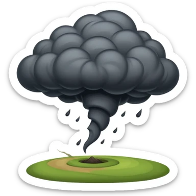 A thick dark funnel cloud sweeping across open plains. sticker