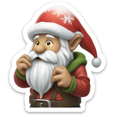 a gnome snorting snow sticker