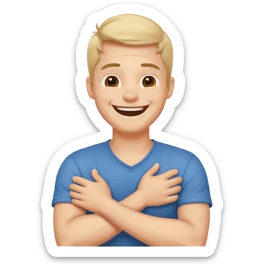 Crossed arms hold neck laughing guy sticker