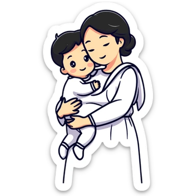 Mother hugging a child sticker