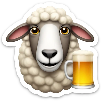 Sheep with beer  sticker