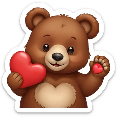 A bear hold half of a heart that says hello sticker