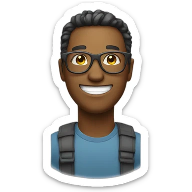 smile, emoji, smart, in transparent glasses, smiling sticker