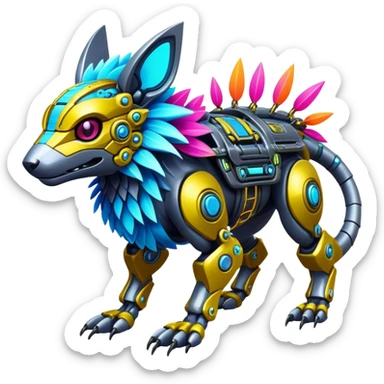 exotic tropical cyber-Protogen-Fakémon-Vernid-creature sticker