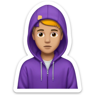 justin bieber, wear purple hoodie sticker