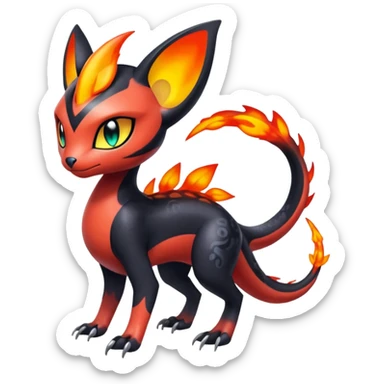 Colorful Translucent Tricky Hot Handsome Meloetta-Salandit-Litten-Pokémon-Fakémon-fusion-hybrid-creature sticker