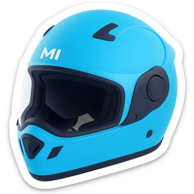 Edit the snowmobile helmet to have a modern design with neon blue color. Keep the background transparent. sticker