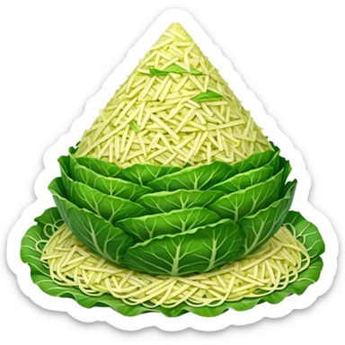 a big pyramid shape pile of grated cabbage sticker
