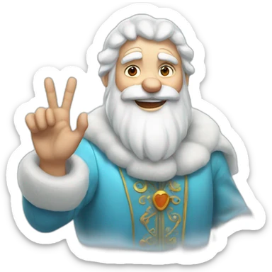 Father Frost shows hand sign of the horns sticker