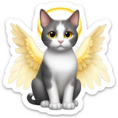 Cat in heaven with halo and wings sticker