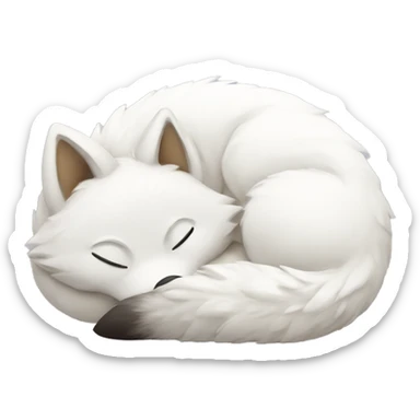 snow fox curled up sleeping sticker