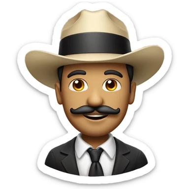 Awesome face with mustache and hat barbeque sticker