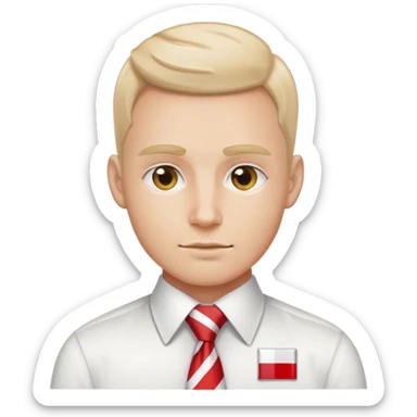 man in tie with polish flag sticker