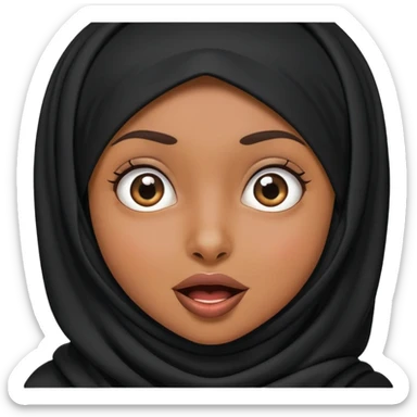 brown hijabi girl with black hijab making a  funny face sticker