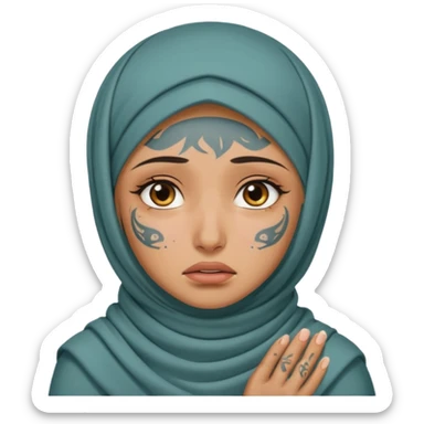arab hijab ancient cry girl with tatooed sticker