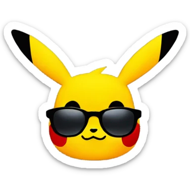 Pikachu face with sunglasses sticker